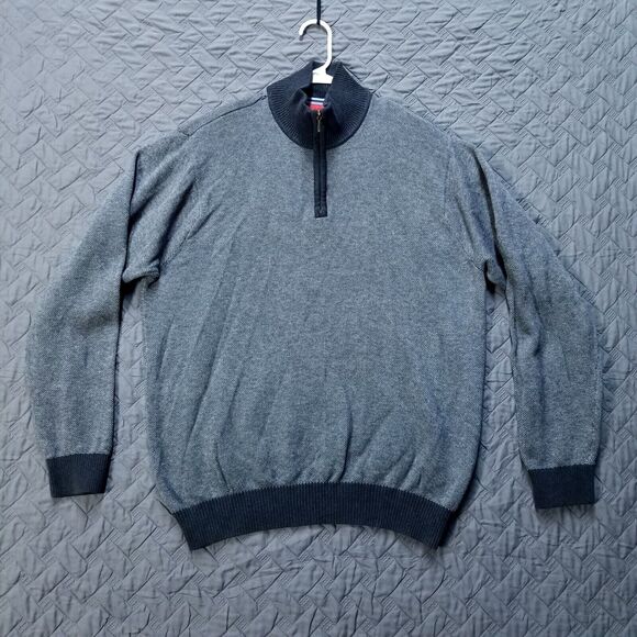IZOD Sweater Mens XL Gray 1/4 Zip Pullover Long Sleeve High Neck Casual - Picture 1 of 8